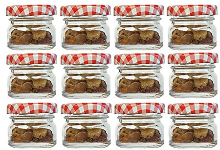 hocz 100er Set Sturzgläser Mini Gläser | Füllmenge 30ml | Deckelfarbe Rot Kariert | To 43 Rundgläser Honig Marmeladengläser Obstgläser Einweckgläser Honig Gläser Einmachgläser Probiergläser Imker