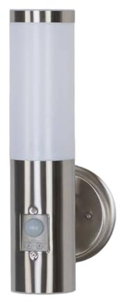 Lindby Wandleuchte außen Kristof mit Bewegungsmelder (spritzwassergeschützt (Modern) in Alu aus Edelstahl (1 flammig, E27) - Wandlampe für Außenwand/Hauswand Haus Terrasse und Balkon