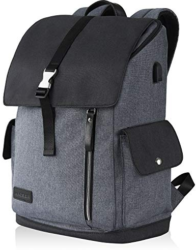 KROSER Laptop Rucksack 17,3 Zoll Damen Herren Schultasche Tagesrucksack Wasserabweisend Große Laptop Gepäck Tablet für College/Reisen/Frauen/Männer-Schwarzgrau MEHRWEG