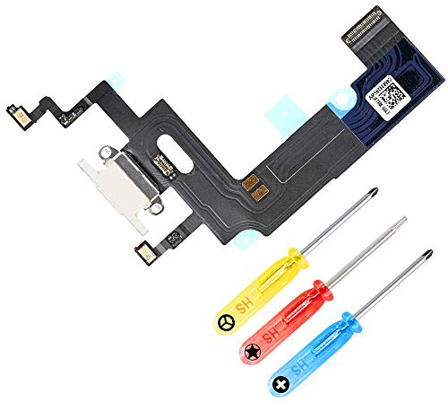 MMOBIEL Ladebuchse Kompatibel mit iPhone XR - 6.1 inch - 2018 - Dock Connector Flex Kabel - Audio Jack/Mikrofon/Antenne Ersatz - Inkl. Schraubenzieher - Weiß