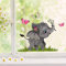 ilka parey Fensterbild Frühling Elefant mit Schmetterlinge - Fensterbilder Frühling selbstklebend - Fensterdeko Frühling wiederverwendbar - Ihre eigene Frühlingsgeschichte in jedem Fenster (bf47)