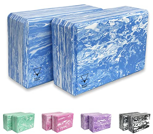 BASE YOGA - Blocchi yoga, set da 1/2 pezzi, mattoncino yoga in schiuma EVA leggera (blu x 2)