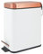 mDesign Pedal Bin — Waste Bin with Pedal, Lid and Plastic Bucket Insert Ideal for Bathroom, Kitchen, and Office — Stainless Steel Household Rubbish Bin with Ergonomic Design — White/Rose Gold