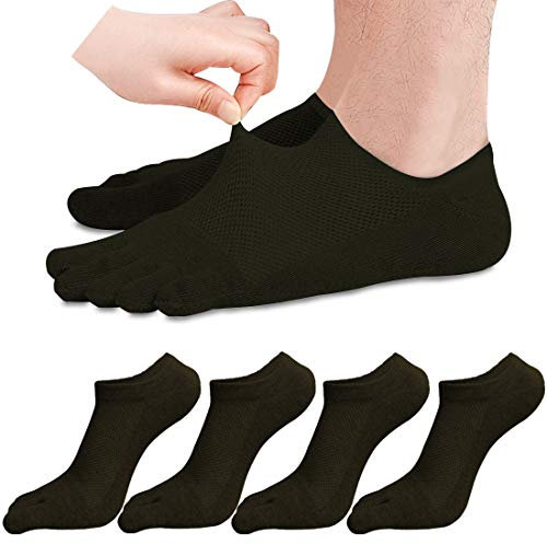 MOAMUN 5 Paar Herren Zehensocken Baumwolle Low Cut Liner Socks Fingersocken für Männer Atmungsaktiv und Weich (schwarz)