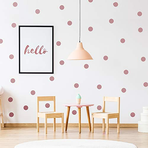 Wand Abziehbild Punkt (200 Abziehbilder) Vornehm Punkt Einfach Schälen und Stick - Abnehmbare Metallisch Vinyl Polka Punkt Dekor, Runde Kreis Wandtattoo Aufkleber für Festliche Baby Zimmer (Rose Gold)