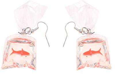 lustige Fische in Tasche Ohrringe Harz Persönlichkeit Wasser Tasche baumeln Ohrringe baumeln Haken Ohrringe Charme Geschenk für Mädchen Frauen