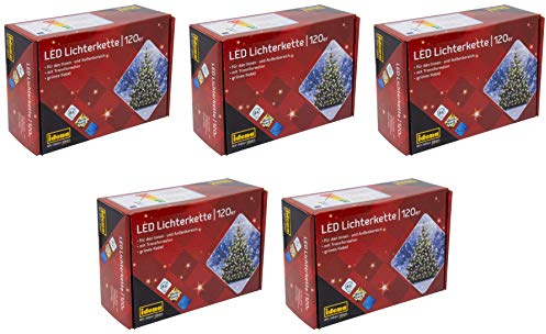 5 St. LED Lichterkette mit 120 LED in warm wei?, mit 8 Stunden Timer Funktion, Innen und Au?enbereich, f?r Partys, Weihnachten, Deko ca. 19,9 m (120er Led | 5 St?ck)