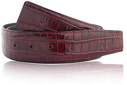 Bordo 110 cm Exklusiver Premium Krokodilleder Optik Ledergürtel als Wendegürtel in der Breite 32 mm Echt Leder Gürtel mit eine dicke von 3,5mm ohne H Gürtelschnalle