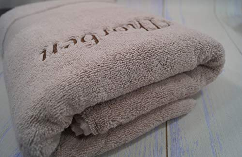 generisch Handtuch mit Namen Bestickt Duchtuch Geschenk Badetuch 600 g/m2 (Beige, 70x140 cm)