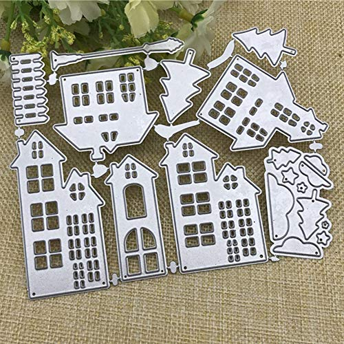 Stanzmaschine Stanzschablone,Scrapbooking Prägeschablonen Stanzformen Schablonen Für Scrapbooking Fotopapier Karten Handwerk Prägen DIY Geburtstagsgeschenk Weihnachtsgeschenke Haus