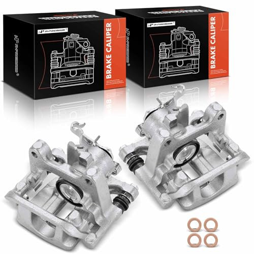 A-Premium Disc Brake Caliper Assembly with Bracket Compatible with Select Volkswagen Models - Passat 2015-2022, Golf 2015-2021,GTI, Golf SportWagen - Rear Driver and Passenger Side, 2-PC Set