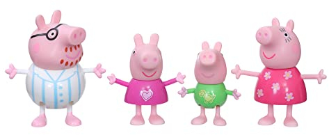 Peppa Pig Peppa’s Adventures Schlafenszeit bei Familie Wutz, 4er-Pack Figuren in Schlafanzügen, ab 3 Jahren
