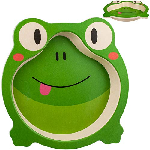 alles-meine.de GmbH Geschirr Artikelwahl Teller/Kinderteller - lustiger Frosch - Ø 24 cm - Kindergeschirr - Frühstücksset für Kinder - Jungen Junge Mädchen - Speiseteller /..