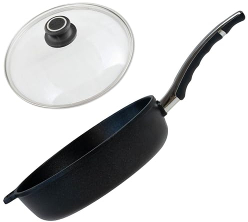 BAF Induktions-Schmorpfanne/Hochrandpfanne 26 cm mit Glasdeckel - Aluminiumguss Antihaft Pfanne, antihaftbeschichtet - 7,5 cm hoher Rand - für Induktion, Gas & Elektro - Made in Germany