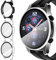 ivoler 3 Piezas Funda para Honor Watch GS 4 / Honor Watch GS 3, Protección Completa Protector de Pantalla de Cristal Vidrio Templado Duro PC Anti-arañazos Carcasa, 2 Transparente + 1 Negro