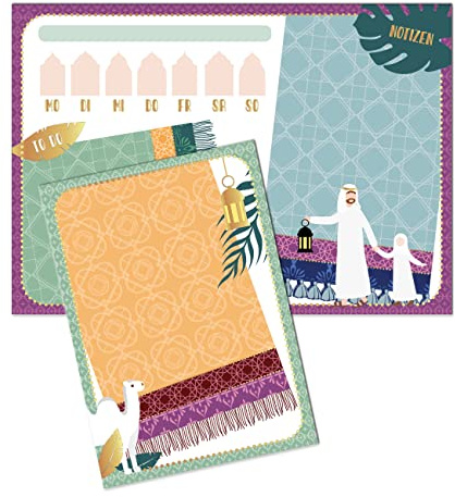 Papierdrachen 2 Schreibblöcke für Ramadan-Wochenplaner und Notizen - in DIN A4 und DIN A5 - Ideal für die Fastenzeit - Planer für Ramadan für eine organisierte und reflektierte Fastenzeit- Set 1