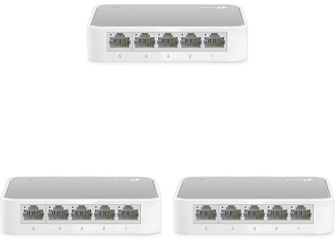 TP-Link TL-SF1005D Switch Desktop, 5 Porte RJ45 10/100 Mbps, Plug & Play, Tecnologia Green Ethernet, Controllo di Flusso IEEE 802.3x, Contenitore di Plastica, Installazione Facile, Pacco da 3