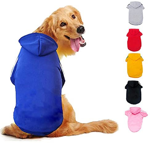 Ducomi Kapuzen Hunde Sweatshirt aus 100% Baumwolle – Kleines Hundepullover – Kleidung für Hunde Aller Rassen und Größen – Warmer Pullover, Einfarbiger Mantel von XS bis 9XL (Blue, L)