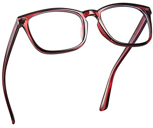 Epova TR90 Blue Light Blocking Glasses for Women and Men-Lightweight Computer/Reading/Gaming/TV/Phones Glasses-Anti Eyestrain & UV Glare, Classic Square Eyeglasses Frame with Case, Glazed Brown