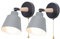 iDEGU 2er Set Wandleuchten Innen Retro Wandlampe aus Holz und Metall mit Schalter Verstellbar Wandspot Moderne Wandleuchte für Schlafzimmer Flur Eingang Wohnzimmer (Matt Grau)