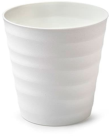 Acan Tradineur - Pot rond avec assiette, Bacs à Fleurs Exterieur - Design Desert Ø 16 cm - Fabriqué en plastique - Idéal parajardin, terrasse ou balcon - Blanc cassé