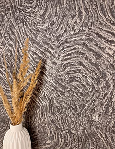 NEWROOM Tapete Braun Vliestapete Muster - Mustertapete Modern Beige Taupe Struktur Metallic Glamour 3D Optik Metallic Gewellt inkl. Tapezier-Ratgeber