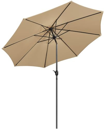 Yaheeetch Sombrillas Terraza Inclinable Parasol para Jardín con Manivela Impermeable Proteccion UV 326x326x249 cm para Patio, Junto a Piscina, Restaurante y Cafetería