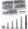 Vis Autoforeuse Inox 160 Pcs Vis à Tôle Autoperceuse Vis Autotaraudeuse 410 Inox à Tête Hexagone Intérieur M5,5 x 50 mm / 38 mm / 32 mm / 25 mm / 19 mm