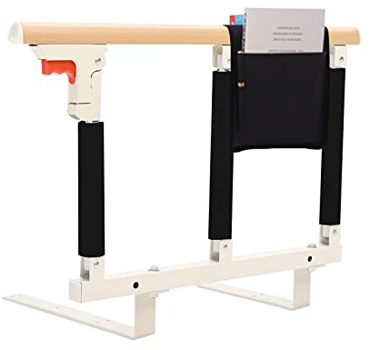 Barandilla de Cama para Personas Mayores, Plegable de Protección contra Caídas de la Cama Mango de Apoyo con el Bolsillo de Almacenamiento de Red y Espuma Negro (Amarillo, 70 x 40 cm)