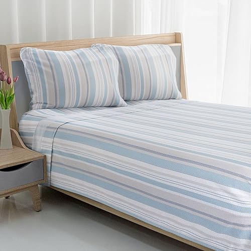 Avanti Linens - Queen Sheets, Cotton Flannel Bedding Set, Soft & Cozy Home Decor (Pajama Stripe, Queen)