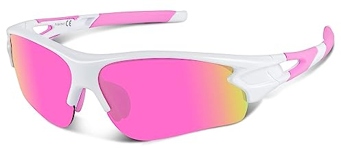 BEACOOL Polarized Sports Sunglasses for Men Women Youth Baseball Cycling Fishing Running TAC Glasses (whitepink)