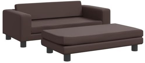 vidaXL Hundebett, Hundekissen mit Verlängerung für extra Schlafbereich, Hundesofa Hundecouch für kleine Hunde Haustiere, Haustierbett Katzenbett, Braun Kunstleder