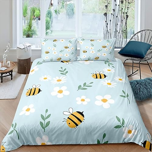 Bettwäsche 135x200 Cartoon-Biene Bettbezug mit ReißVerschluss Kinder Bettwäsche Set mit Kissenbezug 80x80 Weich Leicht Mikrofaser 3D Motiv Süße Tiere Bettbezüge Pour Jungen Mädchen