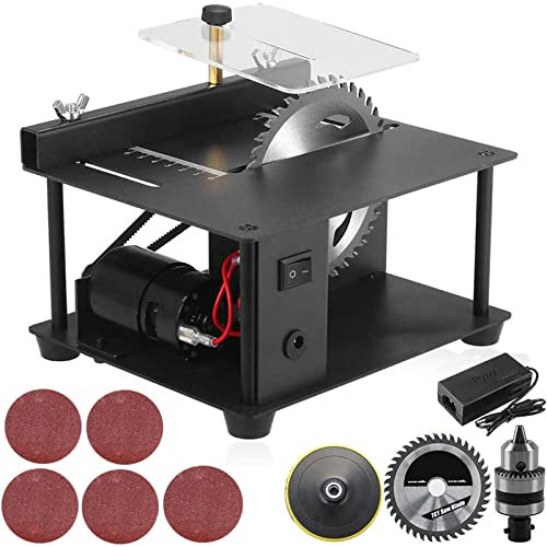 200W Multifunctional Mini Table Saw, Portable Small DIY Table Saws for Wood Plastic Acrylic Cutting, Precision Bench Saw DIY Woodworking Cutting Tool Polish Machine 19×16.5×10cm