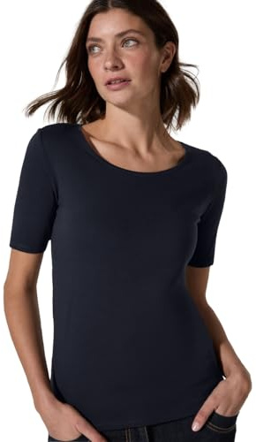 Damen Basic T-Shirt mit Rundhals in Unifarbe