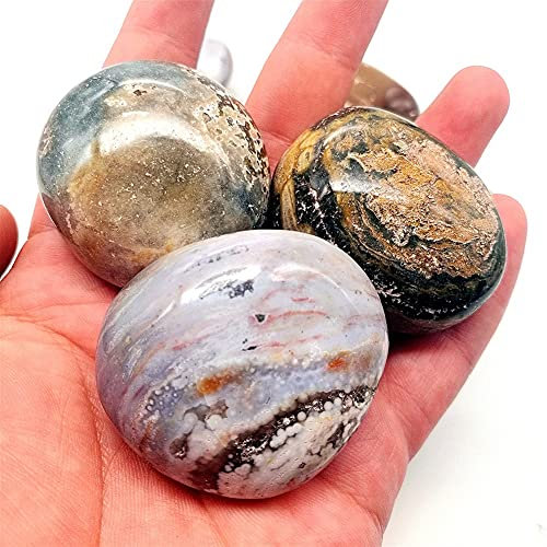 HNEJA Heilstein, 1 Stück, natürlicher Ozean-Jaspis, Quarzkristalle, Palmensteine ​​und Kristalle, Brunnen, Heimdekoration for Geschenkverkauf, Balance, Edelstein-Dekoration ZUZAOJUYIN (Size : 3pcs)