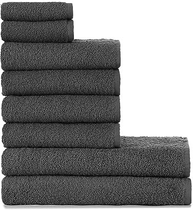 nottoc Handtücher Set Grau Baumwolle 2 x Badetuch 70x140cm + 4 x Handtuch 50x85cm + 2 x Gästehandtuch 30x50cm