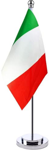 Italian Table Flag 14cm * 21cm With Stainless Steel Stand Base - Mini Desktop Flag for Office and Home Decoration