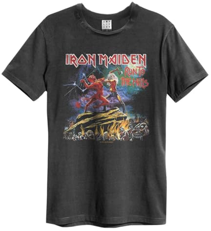Amplified Run to The Hills Iron Maiden T-Shirt - Charcoal (M)