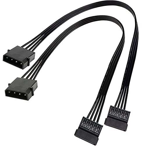 Cjuide Molex IDE 4 Pin Stecker auf 15 Pin Buchse SATA Strom Konverter Adapter Kabel Festplatte Laufwerk HDD SSD Strom VerläNgerung Kabel,2 Pack