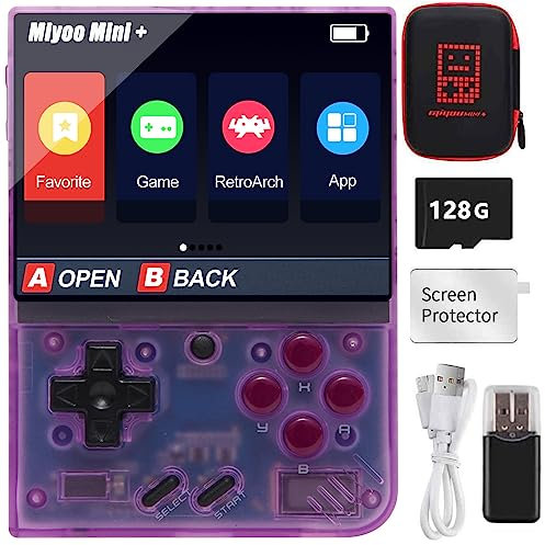 Handheld Game Console for Miyoo Mini Plus with Storage Case, 3.5 inch Retro Video Portable Rechargeable Open Source Game Console Emulato, Built in 64G TF Card & 10000+ Games. Support WiFi