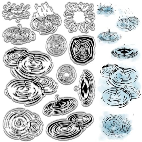 craspire Ripple Clear Stamps Tröpfchen Regentropfen Pfützen Wiederverwendbarer Poststempel Transparente Silikonstempelsiegel Für Journaling Kartenherstellung Dekor DIY Scrapbooking Filmrahmen