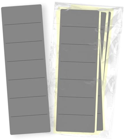 itenga 10x Ordneretiketten BREIT Ordnerrückenschild für BREITE Ordner vollflächig farbig I Ordnerschild selbstklebend aus Haftpapier 6x19cm (grau)