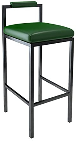 Lsoiup Barhocker aus Metall mit Rückenlehne und Fußstütze, Thekenstühle aus PU-Leder, Barhocker für Kücheninsel und Esszimmer, Sitzhöhe 55 cm, Grün