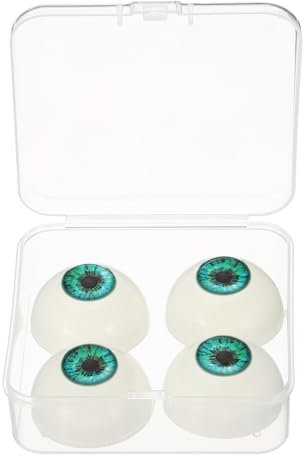 PATIKIL 32 mm Realistic Eyes Big Eyeballs, 2 Pair Acrylic Scary Half Round Fake Eyes Props for Halloween Party Horror Mask DIY Craft Decoration, Green