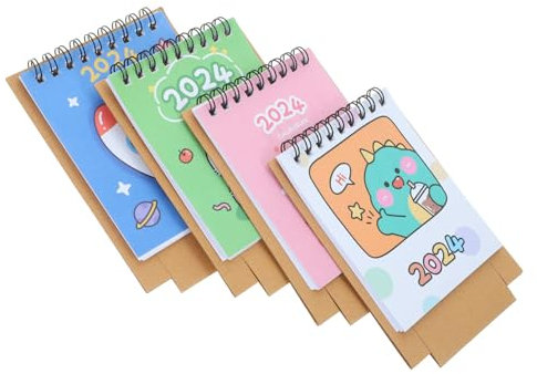 VILLFUL 4stücke Teiliges Cartoon Tischkalender Niedliche Kalender Mit Panda Dinosaurier Weltraum Und Tanzmotiven Für Schreibtischdekoration Und Planung
