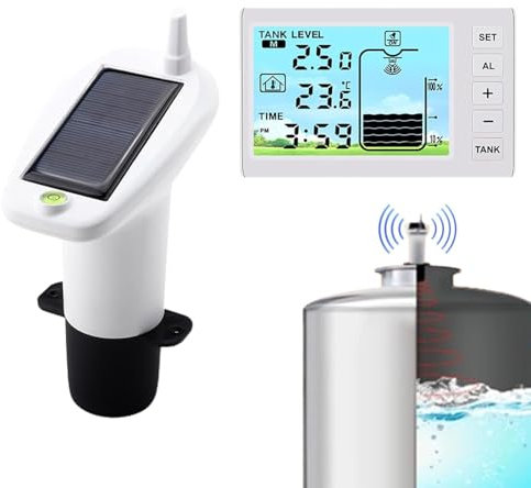 Ultraschall-Füllstandsanzeige, Füllstandsanzeige für Zisterne, Ultraschall-Füllstandssensor (batteriebetrieben) mit separatem Display, Multifunktions-Ultraschall-Wassertank-Flüssigkeitstiefen