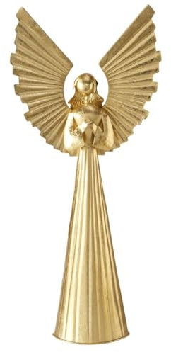 Boltze Home Goldene Weihnachtsfigur aus Metall NURIEL, hoher Engel 65,5 cm