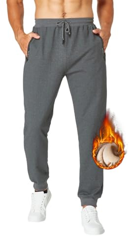 ZOXOZ Mens Fleece Sherpa Lined Joggers Winter Warm Thermal Trousers Tracksuit Bottoms Men with Pockets