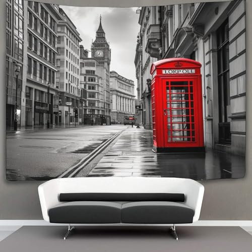 DCABEIOOE 3D Druck London Street Scene Wandteppiche Poster Ornament Wandbehang Wandteppich Raumteiler Vorhang Für Jungen Mädchen Raumdekoration Tapisserie 180cmx230cm